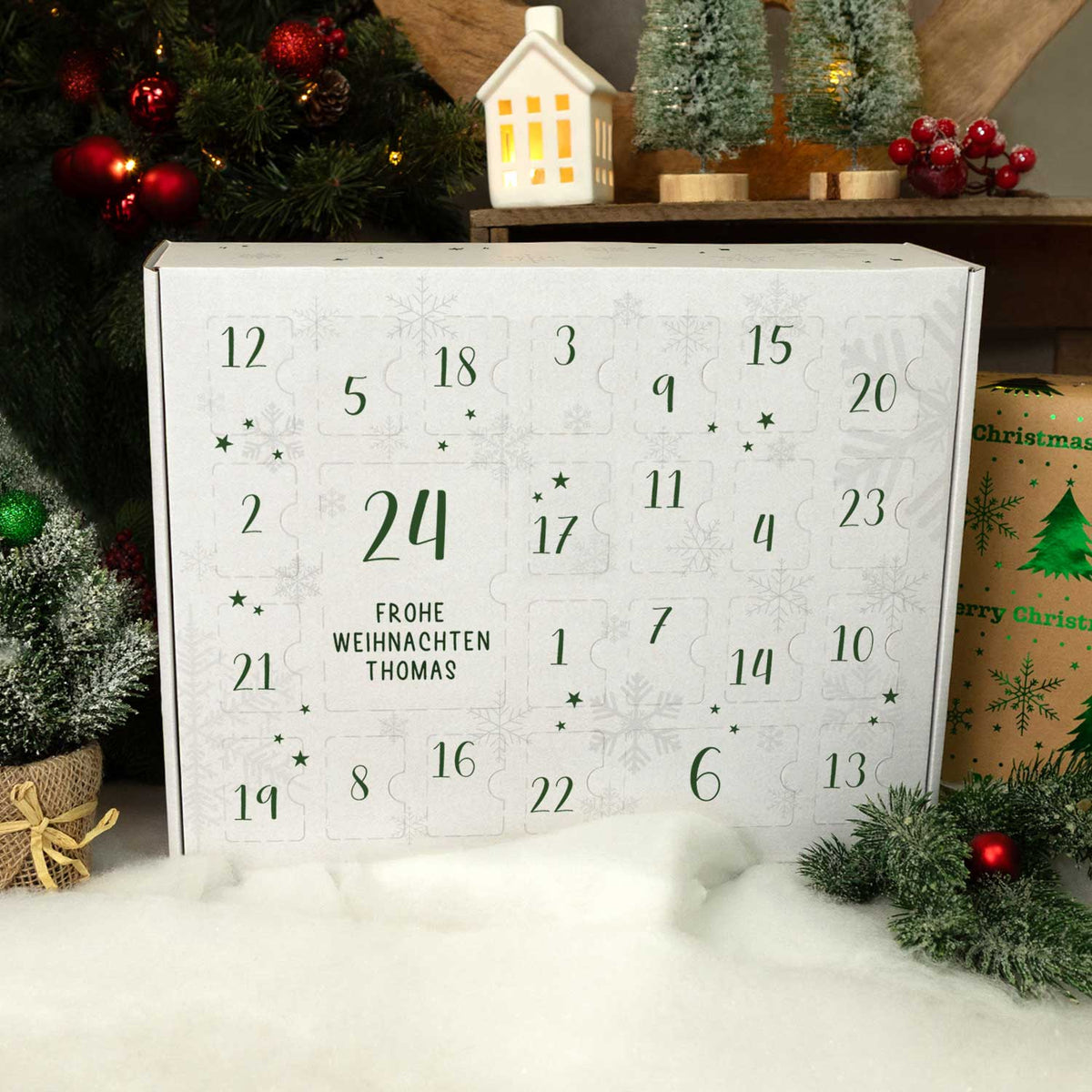 Personalisierter DIY Adventskalender mit Nummern Design zum selbst Befüllen