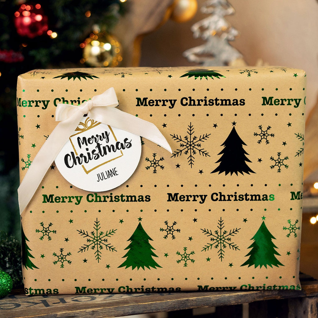 Christbaumschmuck aus Holz - Merry Christmas - Weihnachtsanhänger mit Namen