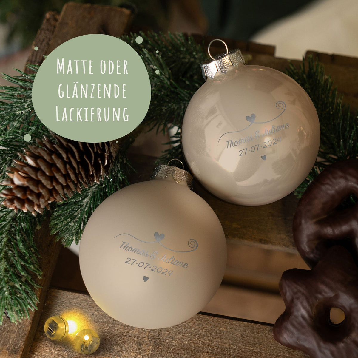 Gravierte Weihnachtskugel - Paar verliebt