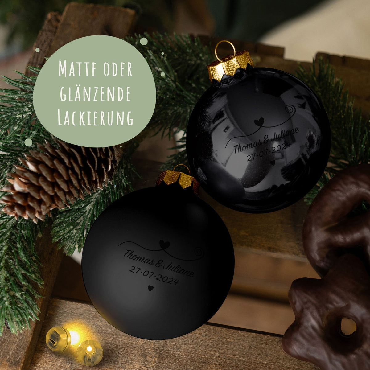 Gravierte Weihnachtskugel - Paar verliebt