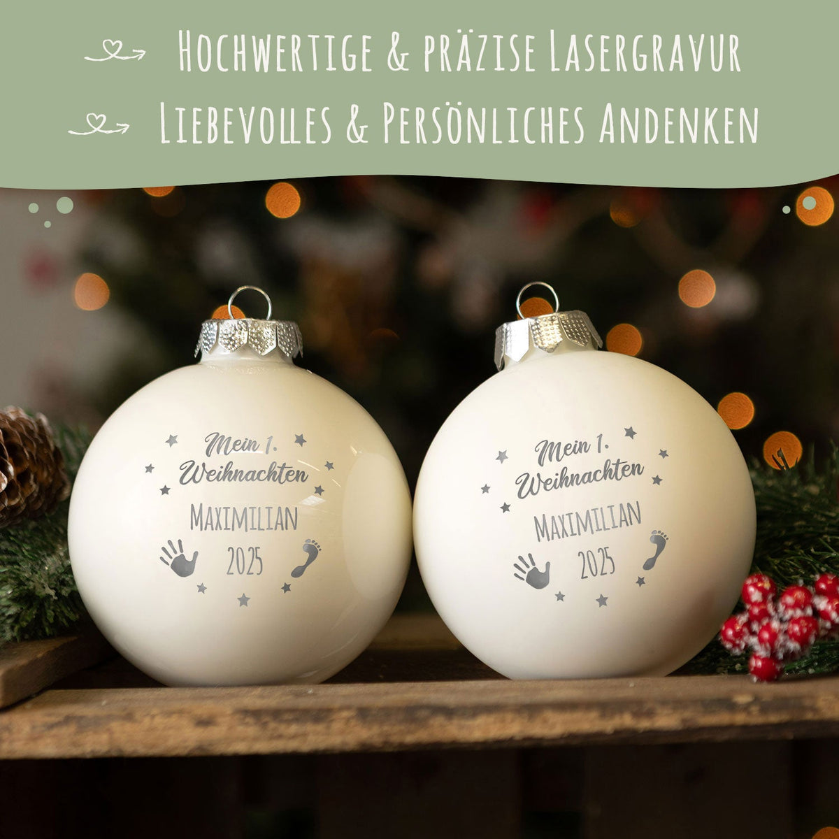 Gravierte Weihnachtskugel - Mein erstes Weihnachten