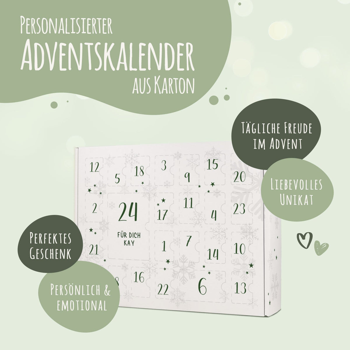 Personalisierter DIY Adventskalender mit Nummern Design zum selbst Befüllen