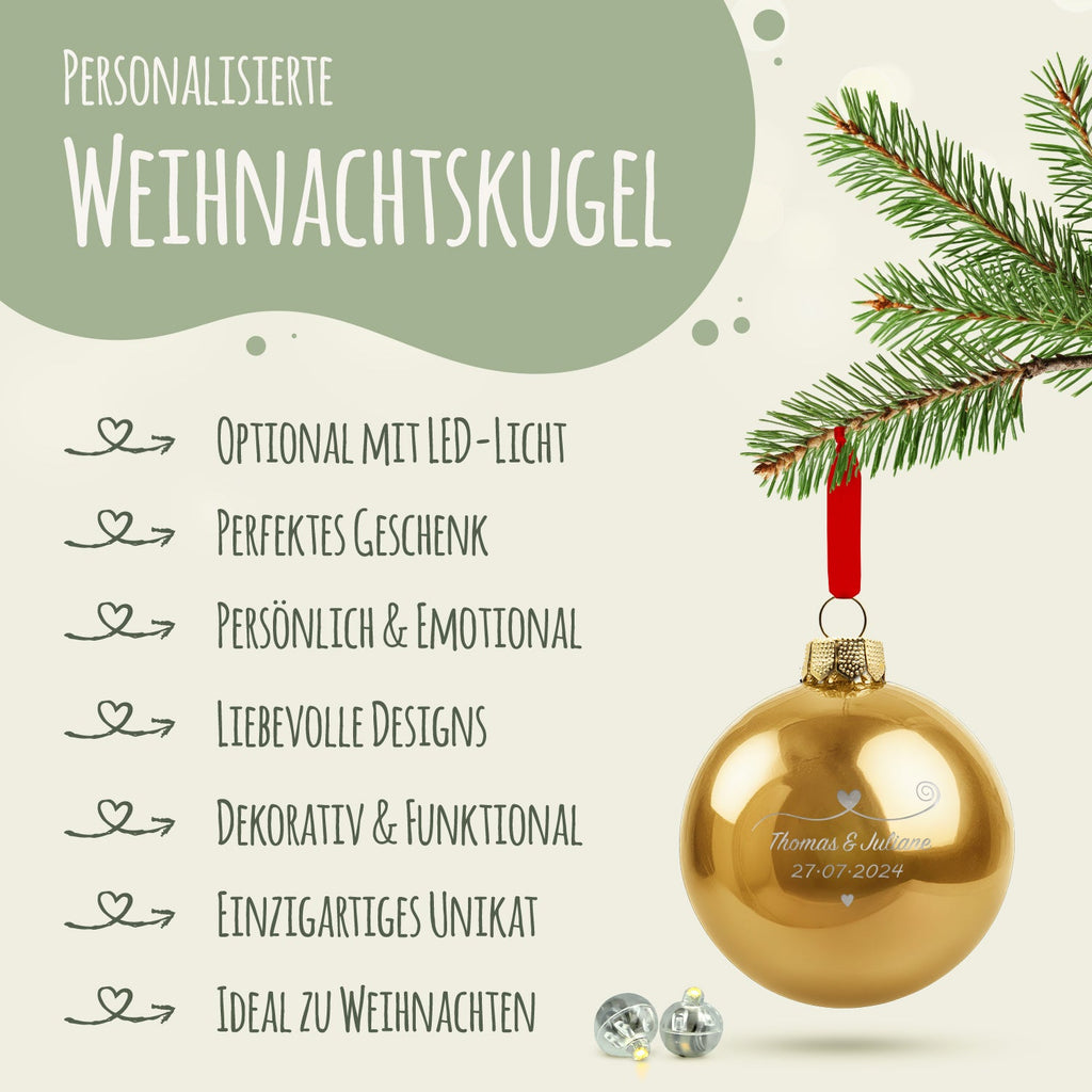 Gravierte Weihnachtskugel - Paar verliebt