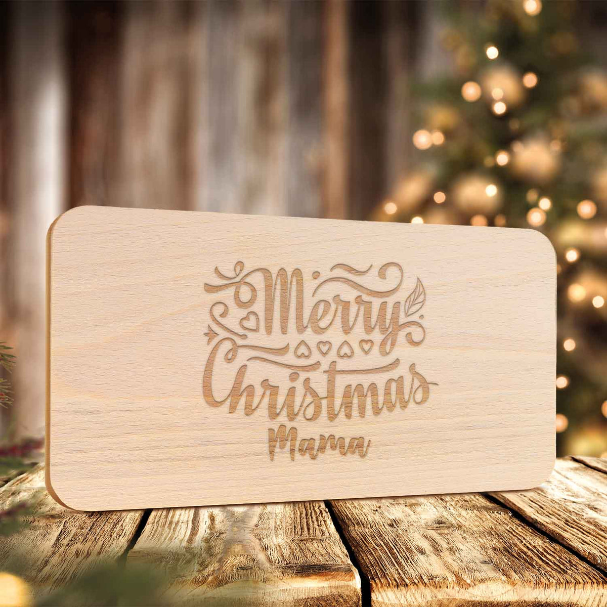 Frühstücksbrettchen aus Holz mit Gravur - Merry Christmas Mama - Weihnachtsdeko