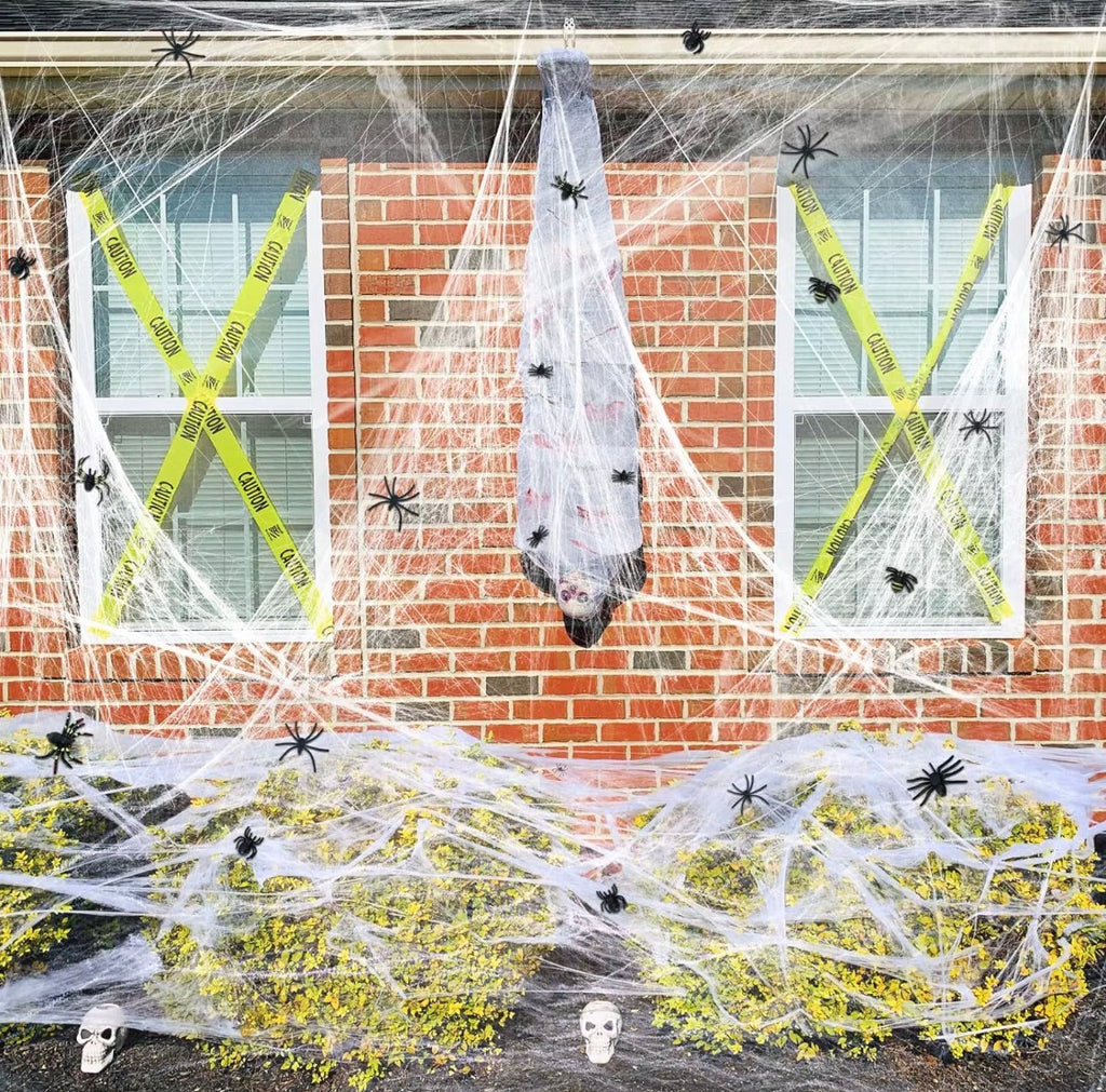 Spinnennetz Halloween Deko mit Spinnen