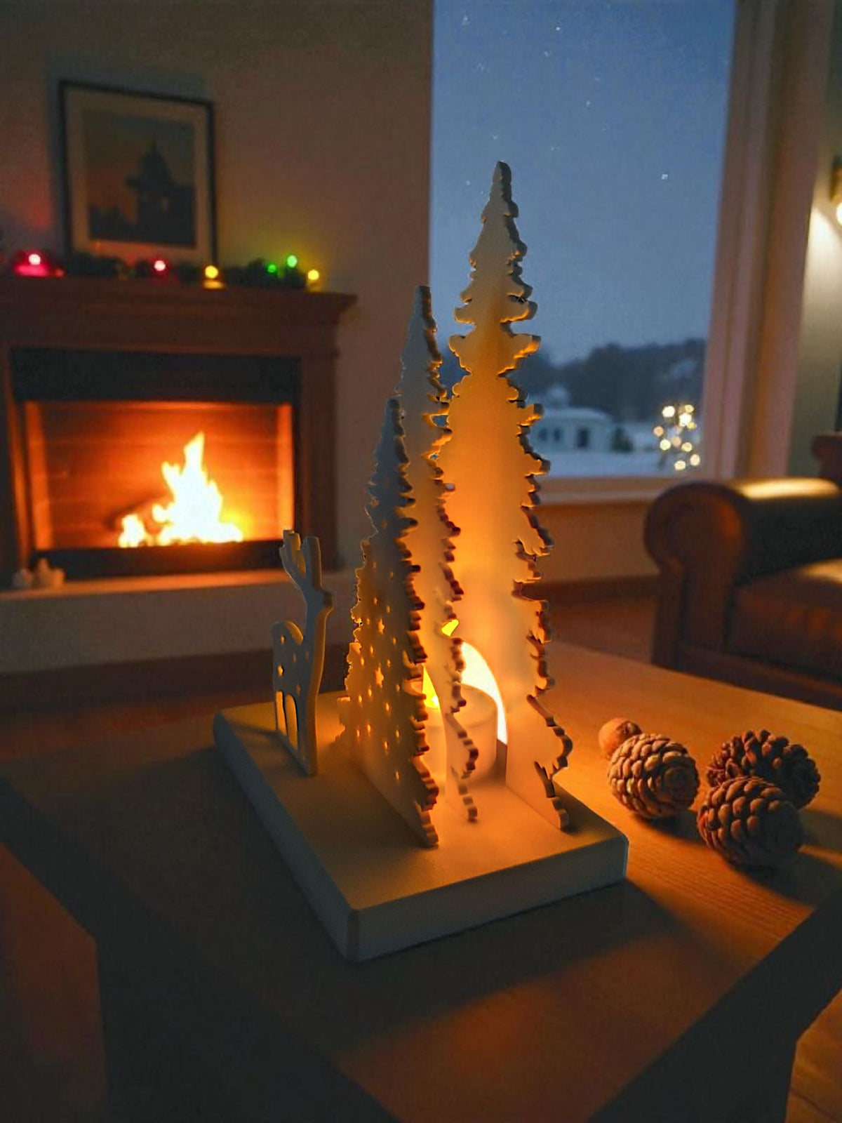 Christmas Decor Scene – Weihnachtsdekoration mit LED-Teelichthalter