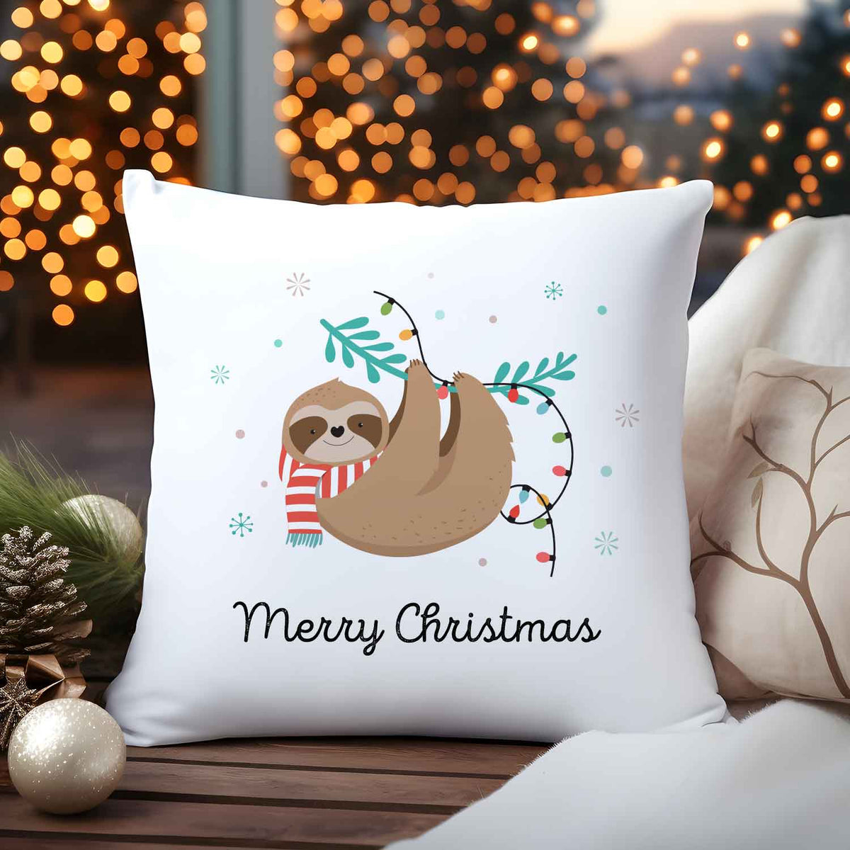 Kissen mit Weihnachtsmotiv - Merry Christmas Faultier - Weihnachtsdeko - Für Frauen & Männ
