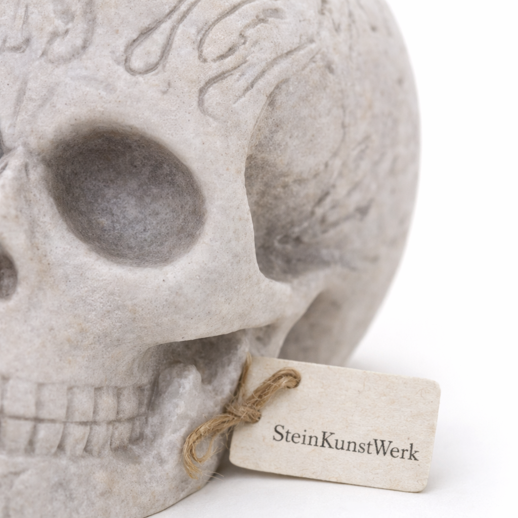 Gothic Totenkopf Dekofigur – handgemachte Halloween-Deko