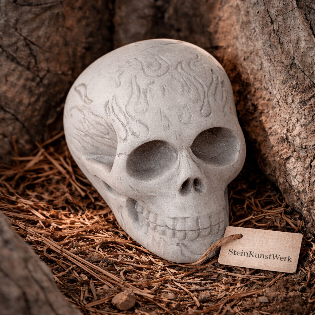 Gothic Totenkopf Dekofigur – handgemachte Halloween-Deko
